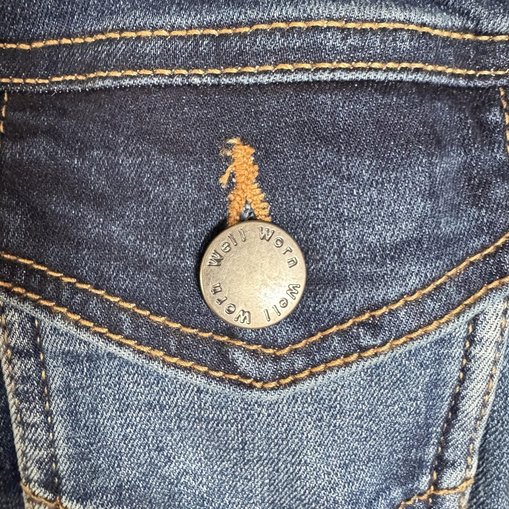 Well‎ Worn Denim Jacket Womens Small Blue Stretch Jean Trucker Coat Casual - Picture 4 of 9